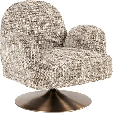 Fauteuil Lounge Pivotant Design Tissu Marron Confort Absolu