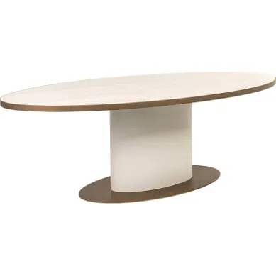 Table À Manger Ovale Blanche Design Céramique Et Métal Sculptural Table À Manger Ovale Blanche Design Céramique Et Métal Sculptural