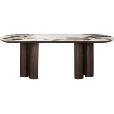 Table À Manger élégante Finition Céramique Marron Et Chêne Foncé Table À Manger élégante Finition Céramique Marron Et Chêne Foncé