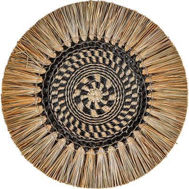 Panneau Décoratif Boho En Raphia Marron Finition Imprimée