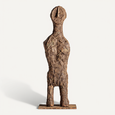 Buste Décoratif Contemporain En Papier Mâché Marron Vieilli
