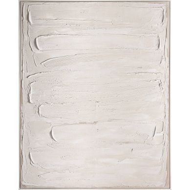 Tableau Contemporain Blanc Cassé Sur Toile Et Bois De Pin Artisanal - 121 X 151 Cm Tableau Contemporain Blanc Cassé Sur Toile Et Bois De Pin Artisanal - 121 X 151 Cm