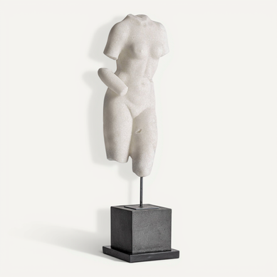 Buste Décoratif Contemporain En Résine Finition Artisanale Blanc