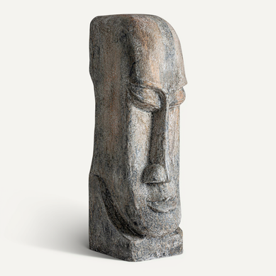 Sculpture Orientale En Ciment Gris Vieilli Style Authentique