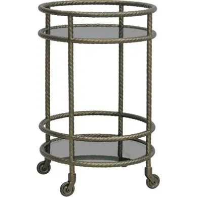 Desserte Bar Ronde Finition Laiton Antique Desserte Bar Ronde Finition Laiton Antique