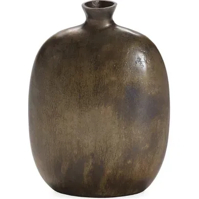 Vase En Métal Laiton Vieilli Au Charme Sculptural