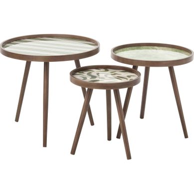 Set De 3 Tables Basses Rondes Vert Olive