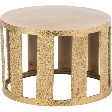 Table Basse Ronde En Aluminium Doré Ligné Table Basse Ronde En Aluminium Doré Ligné