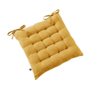 Assise Matelassée 16 Points Gaia 40 X 40 Cm Gaze De Coton Unie Safran Assise Matelassée 16 Points Gaia 40 X 40 Cm Gaze De Coton Unie Safran
