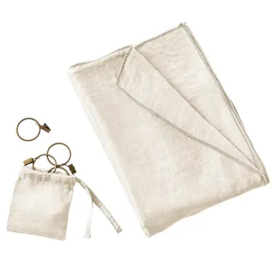 Rideau Ajustable Lysandre Beige 140 X 270 Cm + 8 Anneaux Pince