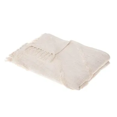 Plaid Jeté De Lit Ou Fauteuil En Coton Tufté 130 X 180 Cm Ivoire Plaid Jeté De Lit Ou Fauteuil En Coton Tufté 130 X 180 Cm Ivoire