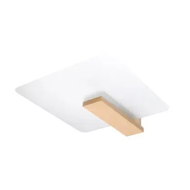 Plafonnier En Bois/verre - Leonis - Bois Naturel - Ip20 - Max 15w LED - E27 - Style Scandinave
