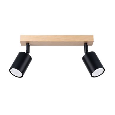 Plafonnier En Acier/bois - Dior - Bois Noir - Ip20 - Max 10w LED - Gu10 - Style Moderne