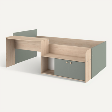Lit Enfant 90x190/200 Avec Bureau Et Rangements Vert D'eau Lit Enfant 90x190/200 Avec Bureau Et Rangements Vert D'eau