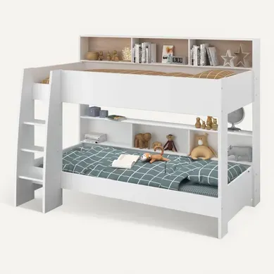 Lit Superposé 90x200 Avec Rangements Blanc Lit Superposé 90x200 Avec Rangements Blanc