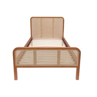 Lit Enfant 90x200 Cannage Marron Avec Tête De Lit Lit Enfant 90x200 Cannage Marron Avec Tête De Lit
