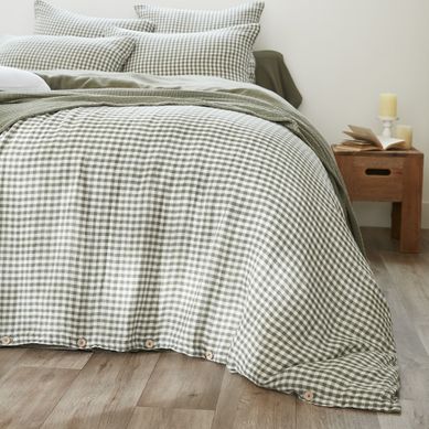 Housse De Couette Gaze De Coton Carreaux Vichy Kaki 240x220 Cm Housse De Couette Gaze De Coton Carreaux Vichy Kaki 240x220 Cm