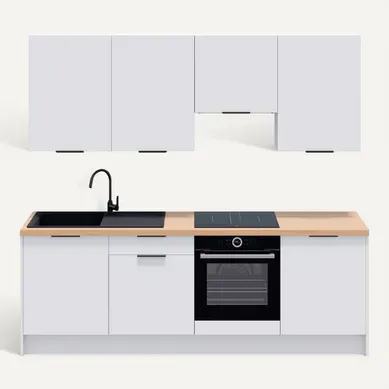 Ensemble De 8 Meubles De Cuisine - L. 245 Cm - Blanc - Luzia Ensemble De 8 Meubles De Cuisine - L. 245 Cm - Blanc - Luzia