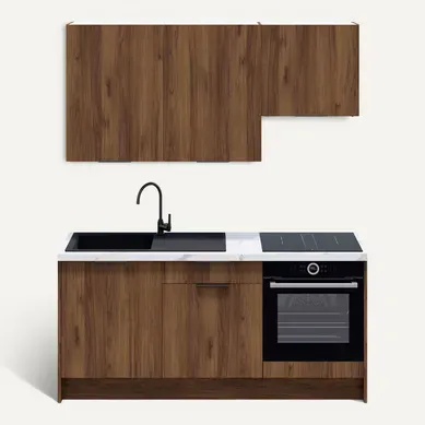 Ensemble De 6 Meubles De Cuisine - L. 185 Cm - Noyer Brun - Sierra Ensemble De 6 Meubles De Cuisine - L. 185 Cm - Noyer Brun - Sierra