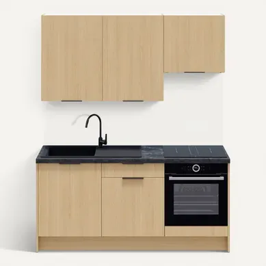Ensemble De 6 Meubles De Cuisine - L. 185 Cm - Chêne Clair - Sierra Ensemble De 6 Meubles De Cuisine - L. 185 Cm - Chêne Clair - Sierra