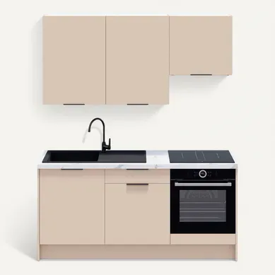 Ensemble De 6 Meubles De Cuisine - L. 185 Cm - Beige Cachemire - Luzia Ensemble De 6 Meubles De Cuisine - L. 185 Cm - Beige Cachemire - Luzia