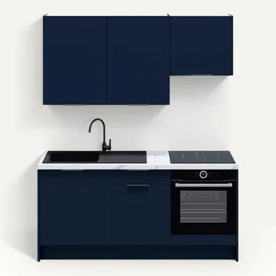 Ensemble De 6 Meubles De Cuisine - L. 185 Cm - Bleu Marine - Luzia Ensemble De 6 Meubles De Cuisine - L. 185 Cm - Bleu Marine - Luzia