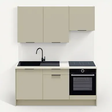 Ensemble De 6 Meubles De Cuisine - L. 185 Cm - Vert Sauge - Luzia Ensemble De 6 Meubles De Cuisine - L. 185 Cm - Vert Sauge - Luzia