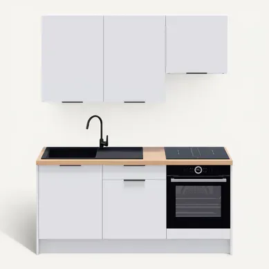 Ensemble De 6 Meubles De Cuisine - L. 185 Cm - Blanc - Luzia Ensemble De 6 Meubles De Cuisine - L. 185 Cm - Blanc - Luzia