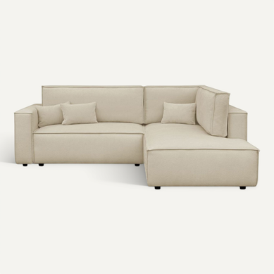 Canapé D'angle Ouvert à Droite Convertible 3 Places En Tissu Chenille Beige Foncé - Emma Canapé D'angle Ouvert à Droite Convertible 3 Places En Tissu Chenille Beige Foncé - Emma