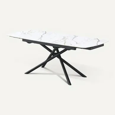 Table À Manger Extensible 6/8 Couverts En Céramique Effet Marbre Blanc 140/200x90 Cm - Hydra Table À Manger Extensible 6/8 Couverts En Céramique Effet Marbre Blanc 140/200x90 Cm - Hydra