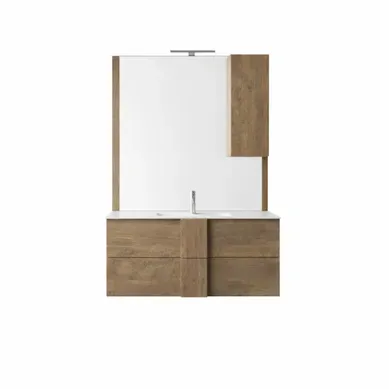 Meuble Vasque Suspendu 80cm + Vasque + Miroir + Colonne Terra