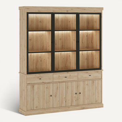 Vaisselier 3 Portes Vitrées En Bois Valentine Vaisselier 3 Portes Vitrées En Bois Valentine