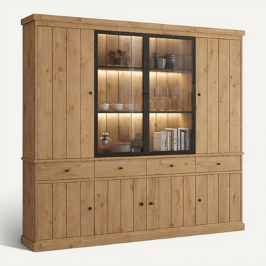 Vaisselier En Bois 4 Portes Dont 2 Vitrées Valentine Vaisselier En Bois 4 Portes Dont 2 Vitrées Valentine