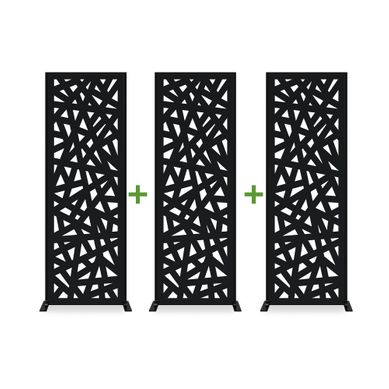 Lot De 3 Panneaux Décoratifs Ruivo H.160cm Noir Motif Intégral Lot De 3 Panneaux Décoratifs Ruivo H.160cm Noir Motif Intégral