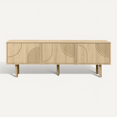 Meuble TV Scandinave 160cm 3 Portes Bois clair Saskia Meuble TV Scandinave 160cm 3 Portes Bois clair Saskia