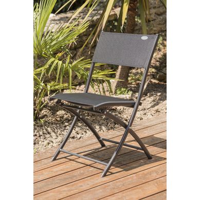 Chaise De Jardin Pliante En Aluminium Et Toile Plastifiéee - Gris Anthracite - C43
