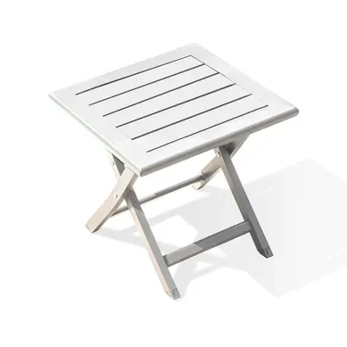 Table Basse De Jardin Pliante En Aluminium - Blanc - Marius Table Basse De Jardin Pliante En Aluminium - Blanc - Marius