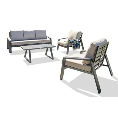 Salon De Jardin 5 Places En Aluminium - Gris Anthracite - Ibiza Salon De Jardin 5 Places En Aluminium - Gris Anthracite - Ibiza