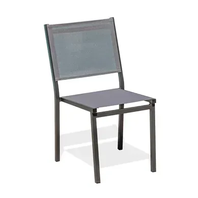 Chaise De Jardin Empilable En Alu Toile Plastifiéee - Gris Anthracite - Tolede Chaise De Jardin Empilable En Alu Toile Plastifiéee - Gris Anthracite - Tolede