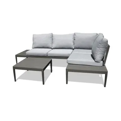 Salon De Jardin D'angle 4 Places En Aluminium  - Gris Anthracite - Ankara