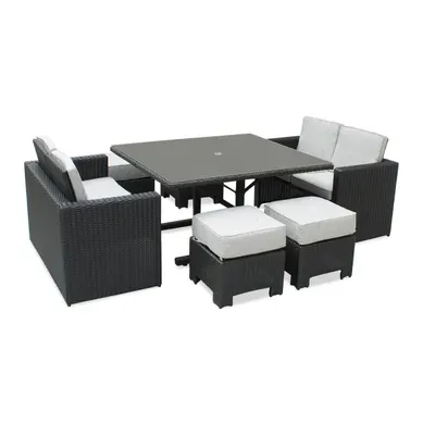 Ensemble Repas De Jardin Encastrable 8 Places En Résine Tresséee - Noir - Oceane Ensemble Repas De Jardin Encastrable 8 Places En Résine Tresséee - Noir - Oceane