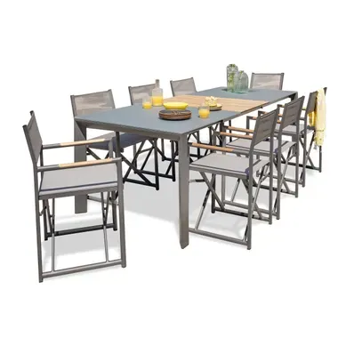 Ensemble Repas De Jardin 8 Places En Aluminium  - Gris Anthracite - Honfleur