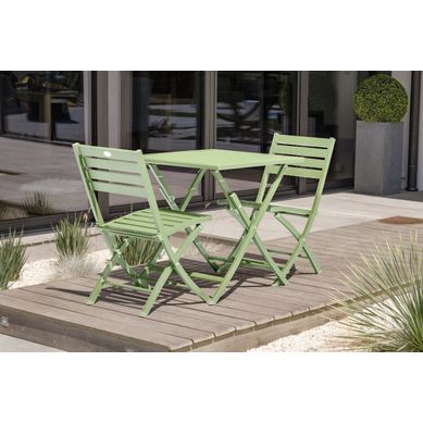Ensemble Repas De Jardin Carré 2 Places En Aluminiu - Vert Lagune - Marius Ensemble Repas De Jardin Carré 2 Places En Aluminiu - Vert Lagune - Marius
