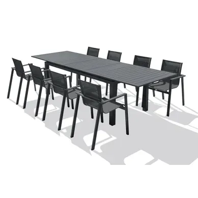 Ensemble Repas De Jardin 8 Places En Aluminium  - Gris Anthracite - Miami