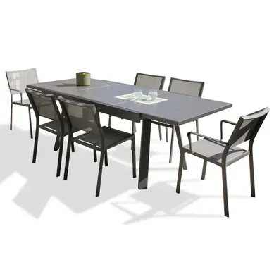 Ensemble Repas De Jardin 6 Places En Aluminium  - Gris Anthracite - Stockholm