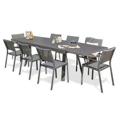 Ensemble Repas De Jardin 8 Places En Aluminium - Gris Anthracite - Stockholm Ensemble Repas De Jardin 8 Places En Aluminium - Gris Anthracite - Stockholm