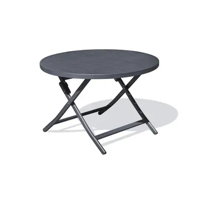 Table De Jardin Ronde Pliante En Aluminium - Gris Anthracite - Marius Table De Jardin Ronde Pliante En Aluminium - Gris Anthracite - Marius