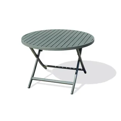 Table De Jardin Ronde Pliante En Aluminium - Kaki - Marius Table De Jardin Ronde Pliante En Aluminium - Kaki - Marius