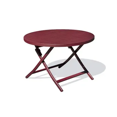 Table De Jardin Ronde Pliante En Aluminium - Rouge Carmin - Marius Table De Jardin Ronde Pliante En Aluminium - Rouge Carmin - Marius