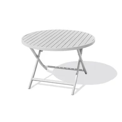 Table De Jardin Ronde Pliante En Aluminium - Gris Clair - Marius Table De Jardin Ronde Pliante En Aluminium - Gris Clair - Marius